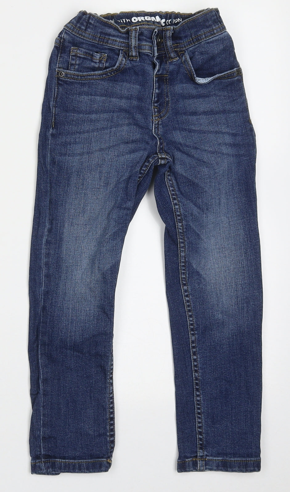 F&F Boys Blue  Cotton Straight Jeans Size 4-5 Years  Regular Button