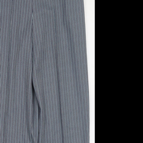 Marks and Spencer Womens Blue Striped Polyester Trousers  Size 14 L28 in Regular