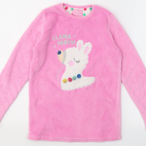 Primark Girls Pink  Polyester Top Pyjama Top Size 11-12 Years   - LLAMA PARTY