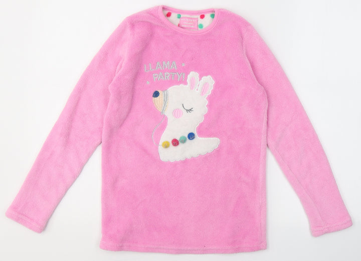 Primark Girls Pink Polyester Top Pyjama Top Size 11-12 Years - LLAMA PARTY