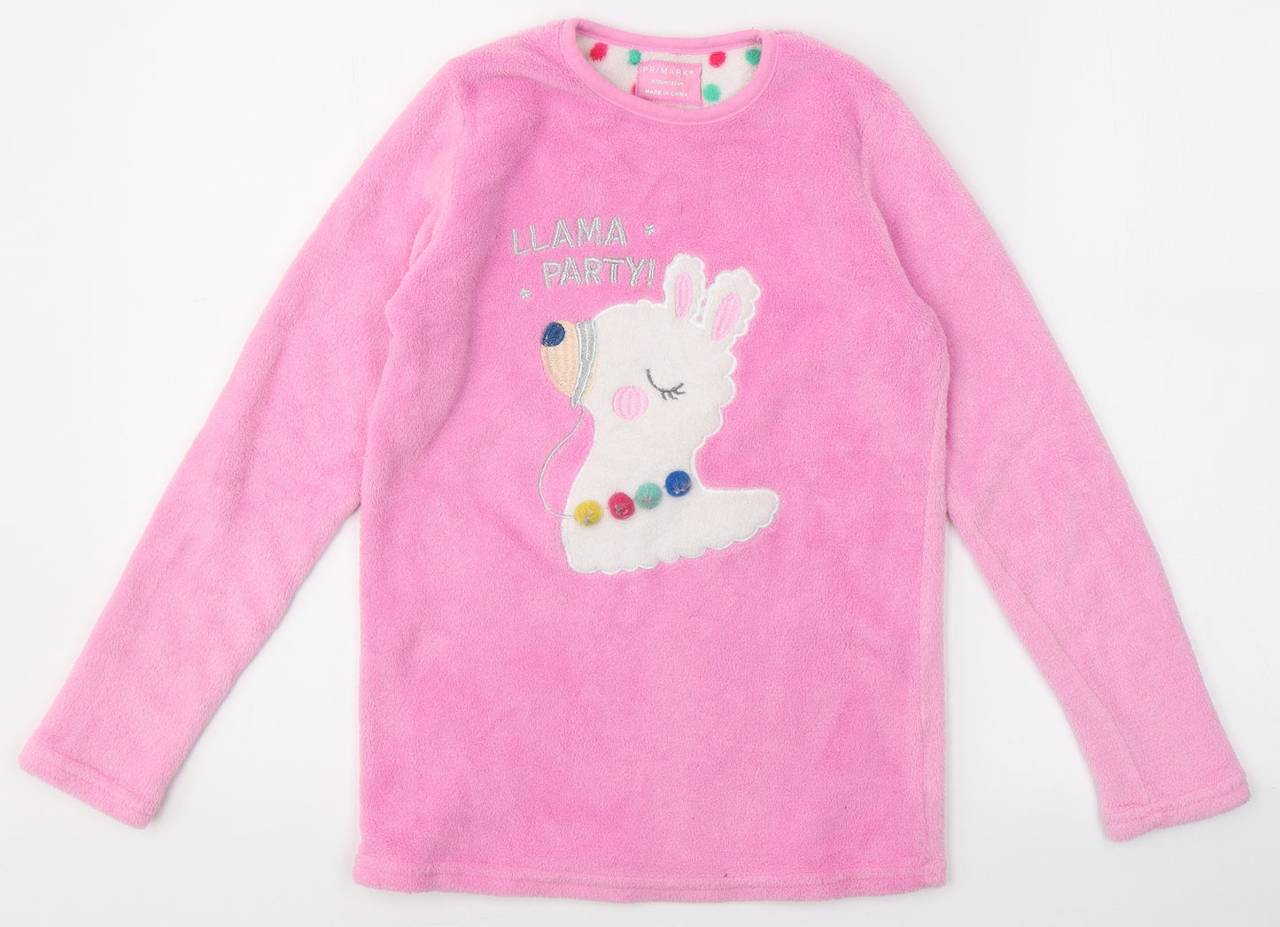 Primark Girls Pink  Polyester Top Pyjama Top Size 11-12 Years   - LLAMA PARTY