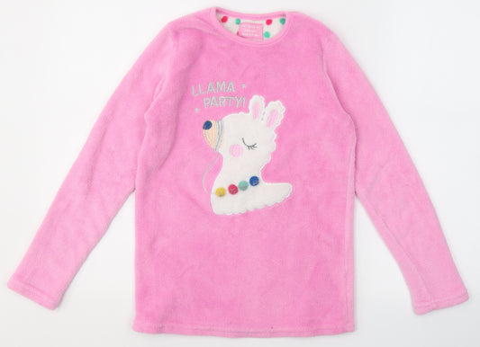 Primark Girls Pink  Polyester Top Pyjama Top Size 11-12 Years   - LLAMA PARTY