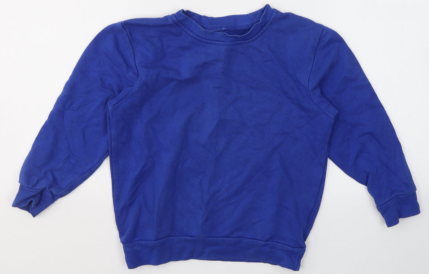 George Boys Blue Round Neck  Cotton Pullover Jumper Size 6-7 Years   - School Jumper