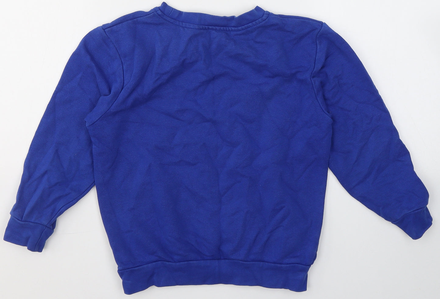 George Boys Blue Round Neck  Cotton Pullover Jumper Size 6-7 Years   - School Jumper