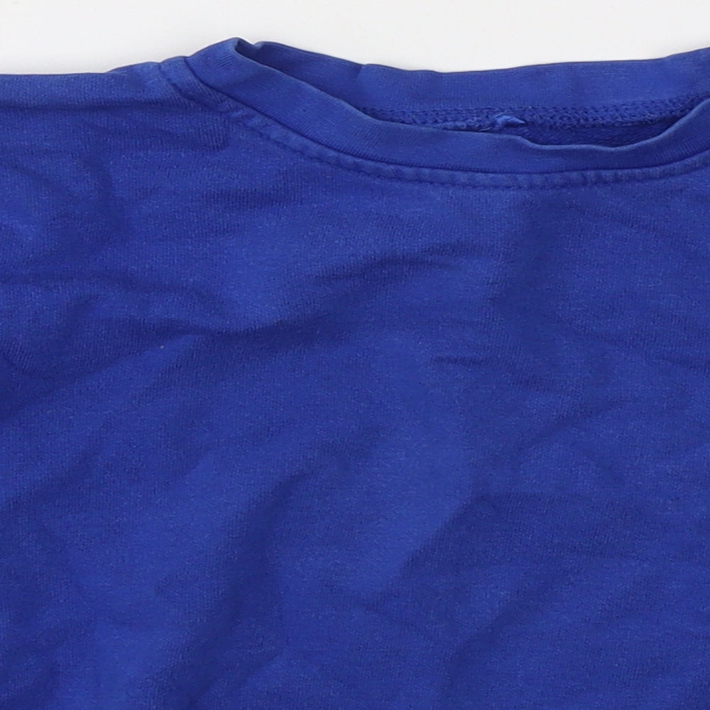 George Boys Blue Round Neck  Cotton Pullover Jumper Size 6-7 Years   - School Jumper