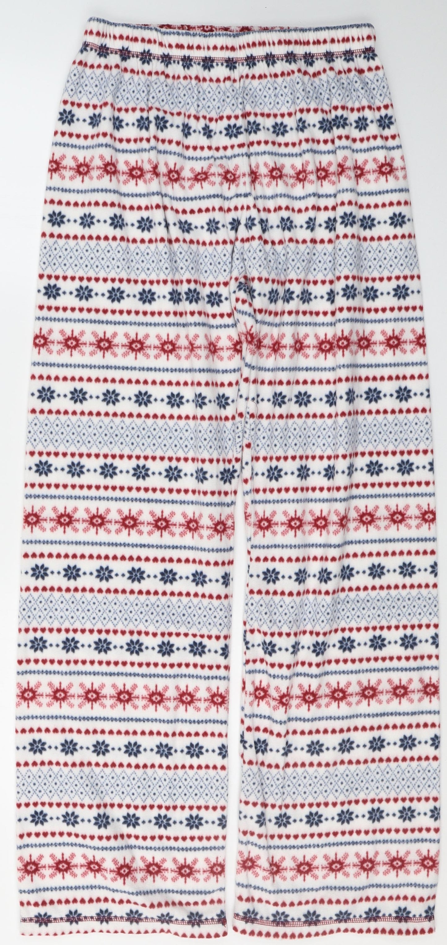 Primark  Womens White Geometric Polyester Capri Lounge Pants Size M   - Christmas pants