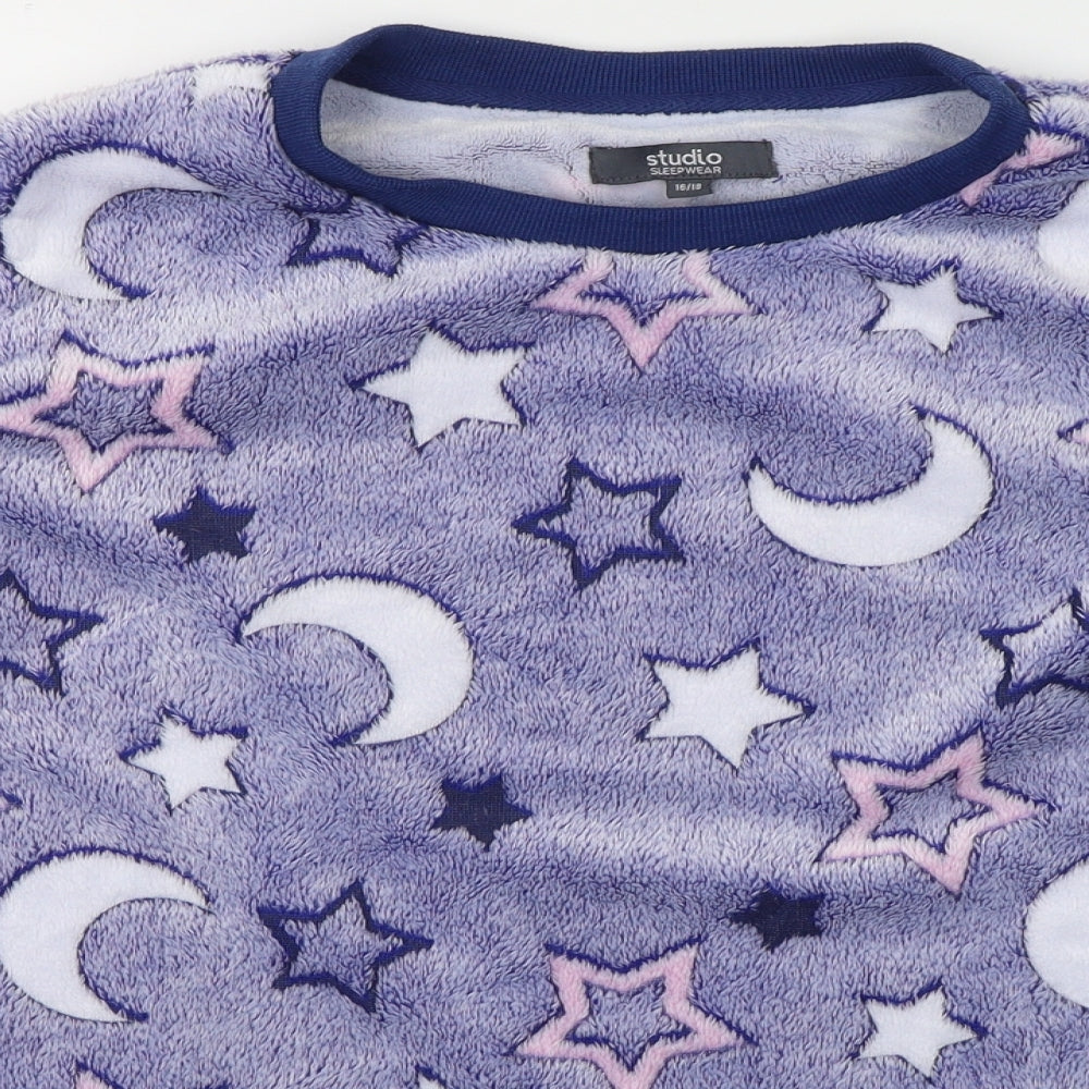 Studio Womens Purple Animal Print Polyester Top Pyjama Top Size 16   - Stars/moon