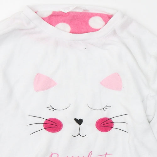 Nightwear Womens White Solid Polyester Top Pyjama Top Size 12   - purrfect kitty