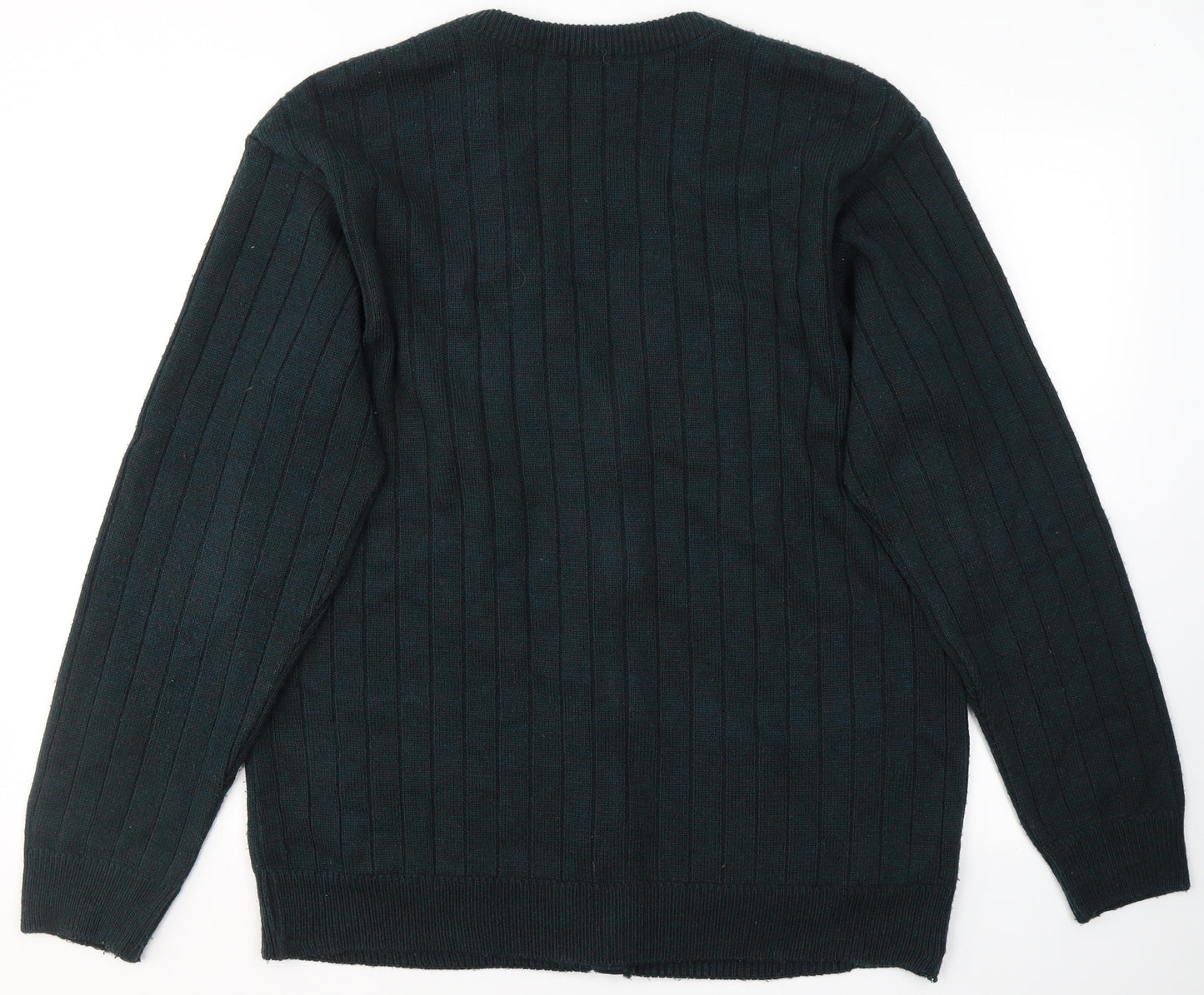 BHS Mens Green V-Neck  Acrylic Cardigan Jumper Size S