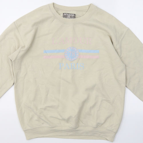 PRETTYLITTLETHING Womens Beige Round Neck  Cotton Pullover Jumper Size S   - L`amour Paris