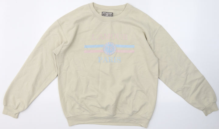 PRETTYLITTLETHING Womens Beige Round Neck  Cotton Pullover Jumper Size S   - L`amour Paris