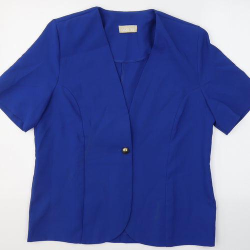 Daxon Womens Blue   Jacket Blazer Size 14  Buckle - Short sleeve blazer