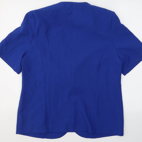 Daxon Womens Blue   Jacket Blazer Size 14  Buckle - Short sleeve blazer