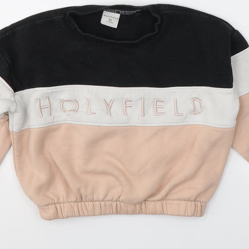 Holyfield Girls Beige Round Neck Striped Cotton Pullover Jumper Size XS   - SIZE 8-10years