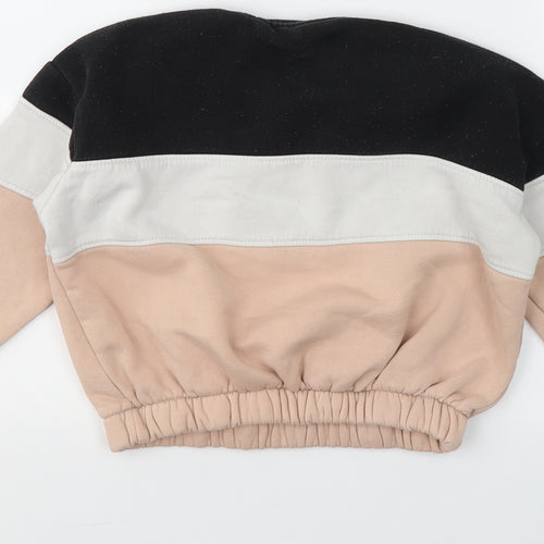 Holyfield Girls Beige Round Neck Striped Cotton Pullover Jumper Size XS   - SIZE 8-10years