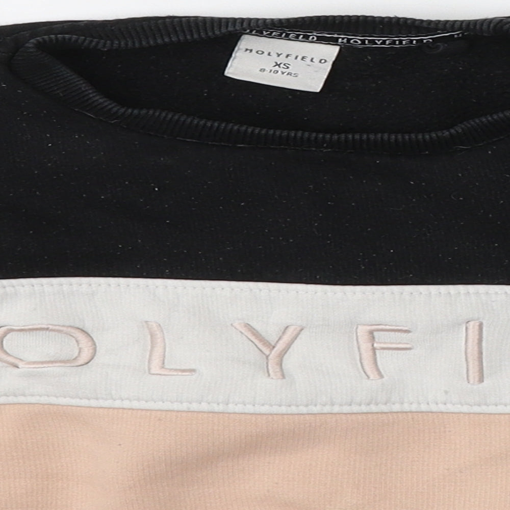 Holyfield Girls Beige Round Neck Striped Cotton Pullover Jumper Size XS   - SIZE 8-10years