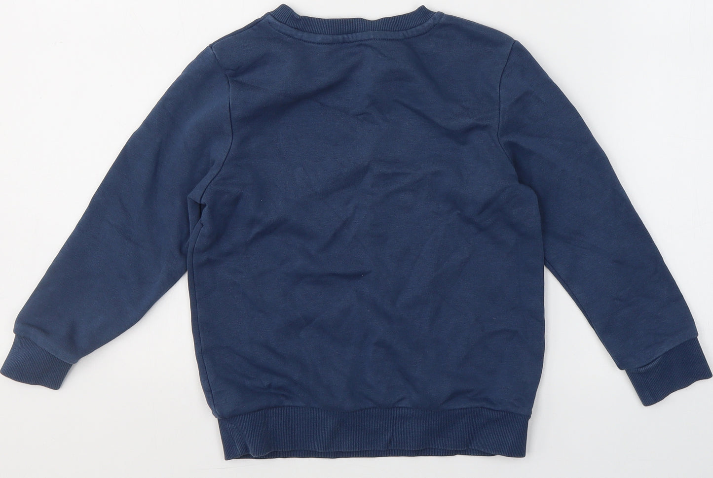 George Boys Blue Round Neck  Cotton Pullover Jumper Size 4-5 Years   - Dinosaur