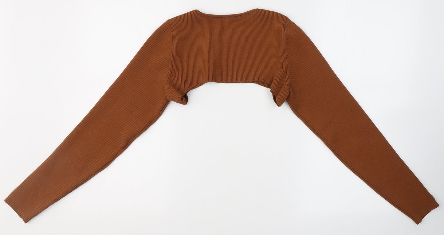 George Womens Brown Round Neck  Polyester Pullover Jumper Size L   - Super Crop top