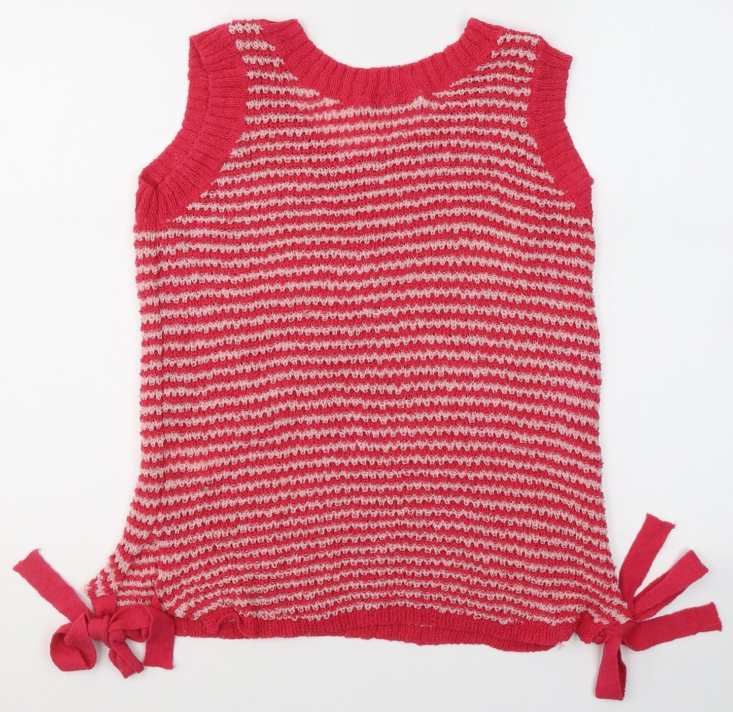 NEXT Womens Pink Striped Cotton Basic Tank Size 14 Round Neck