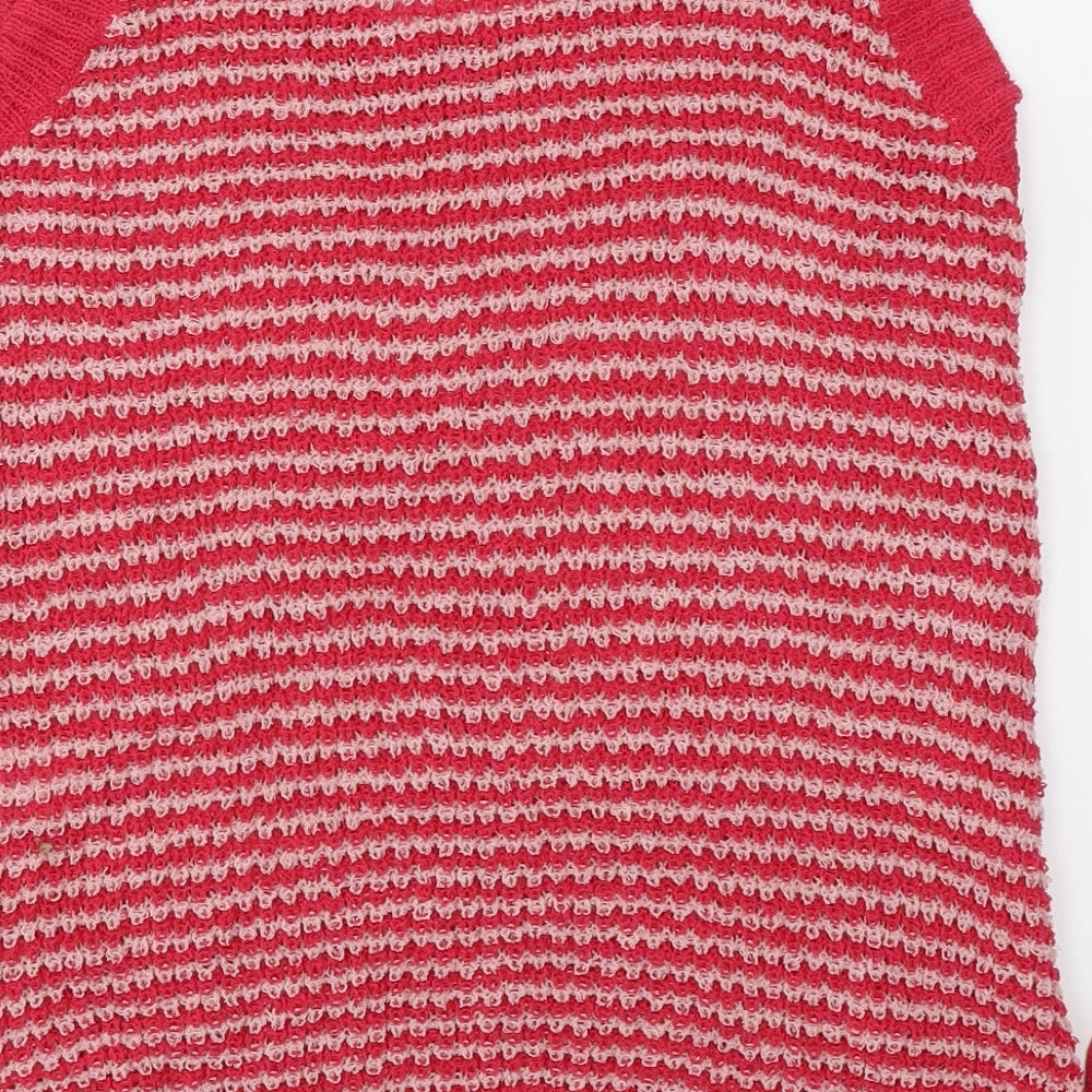 NEXT Womens Pink Striped Cotton Basic Tank Size 14 Round Neck