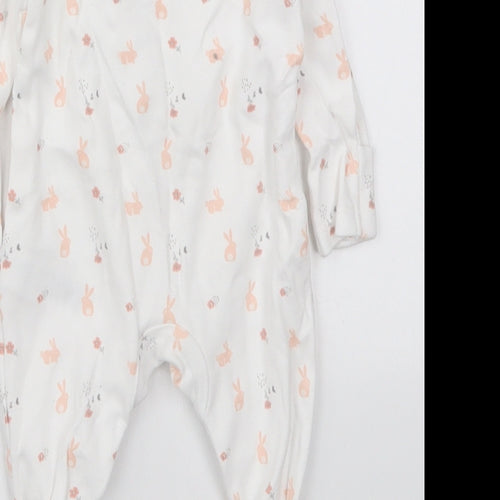 F&F Girls White Solid Cotton Cami One Piece Size 0-3 Months  Button - Rabbits