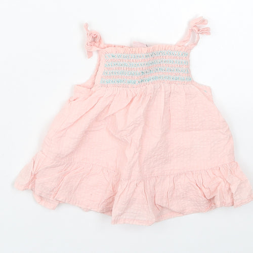 Catherine Malandrino Girls Pink  Cotton A-Line  Size 3-6 Months  Square Neck Pullover