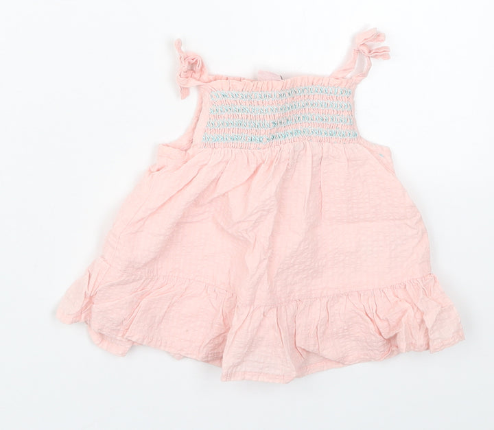 Catherine Malandrino Girls Pink  Cotton A-Line  Size 3-6 Months  Square Neck Pullover