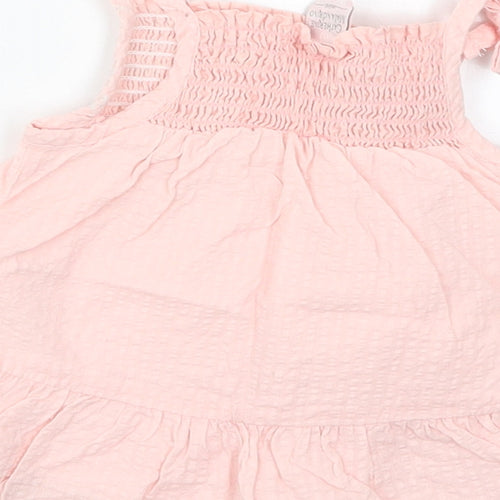 Catherine Malandrino Girls Pink  Cotton A-Line  Size 3-6 Months  Square Neck Pullover