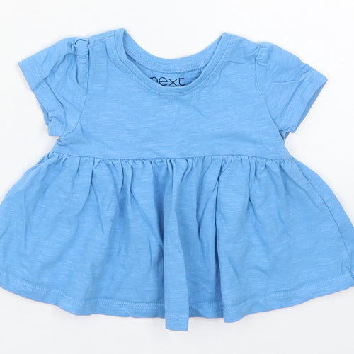 NEXT Girls Blue  Cotton Basic T-Shirt Size 3-6 Months Cowl Neck Pullover