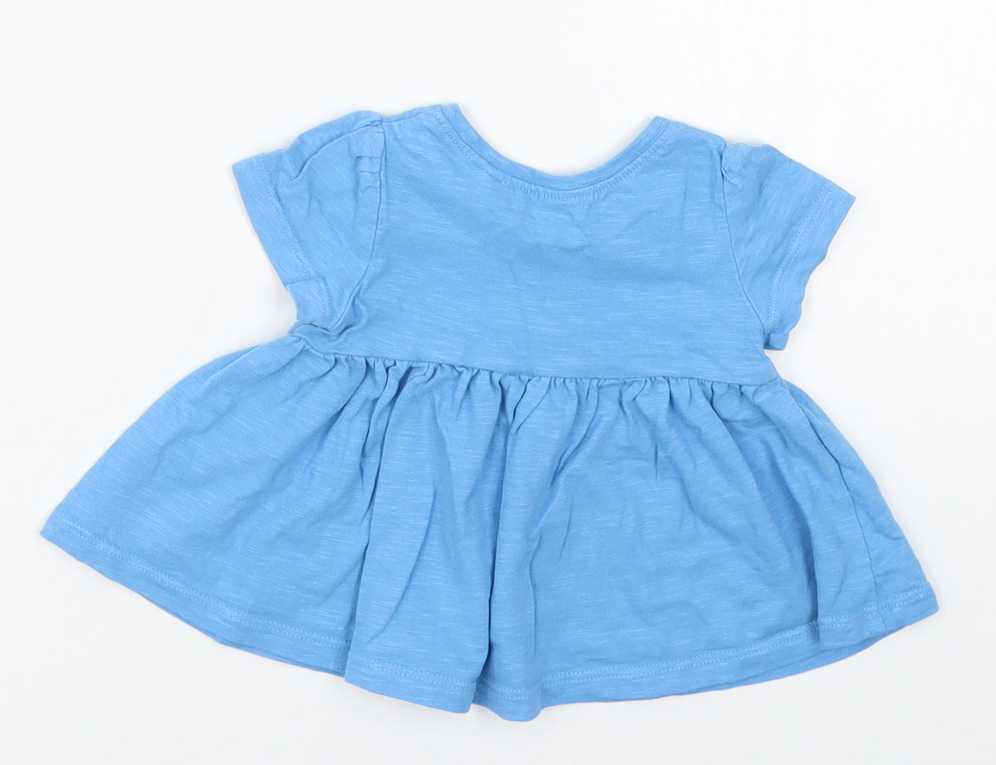 NEXT Girls Blue  Cotton Basic T-Shirt Size 3-6 Months Cowl Neck Pullover
