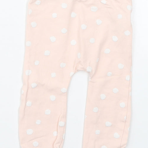 Matalan Girls Pink Polka Dot Cotton Capri Leggings Size 3-6 Months