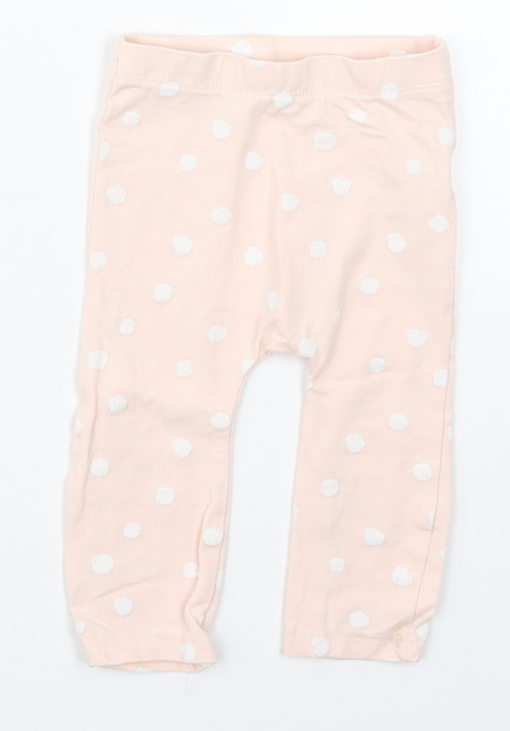 Matalan Girls Pink Polka Dot Cotton Capri Leggings Size 3-6 Months