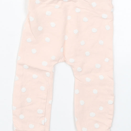 Matalan Girls Pink Polka Dot Cotton Capri Leggings Size 3-6 Months