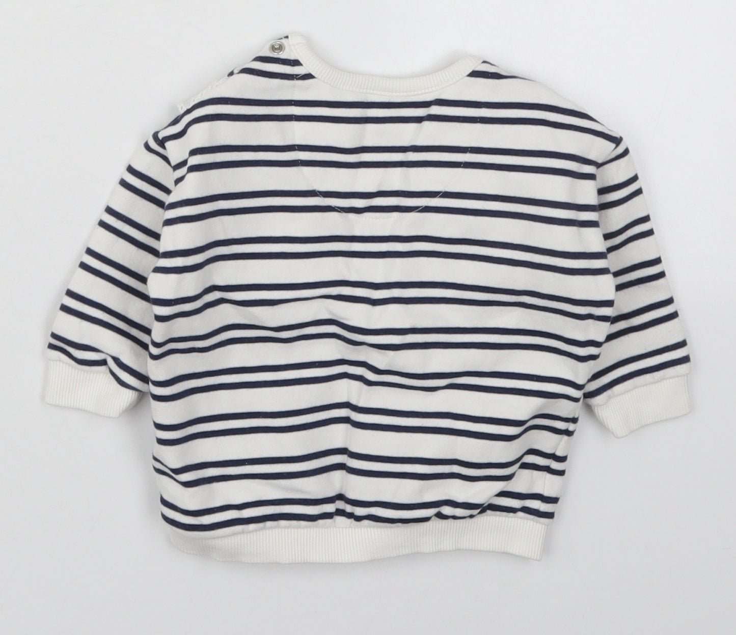 F&F Girls White Striped Cotton Pullover Sweatshirt Size 3-4 Years  Pullover - Navy