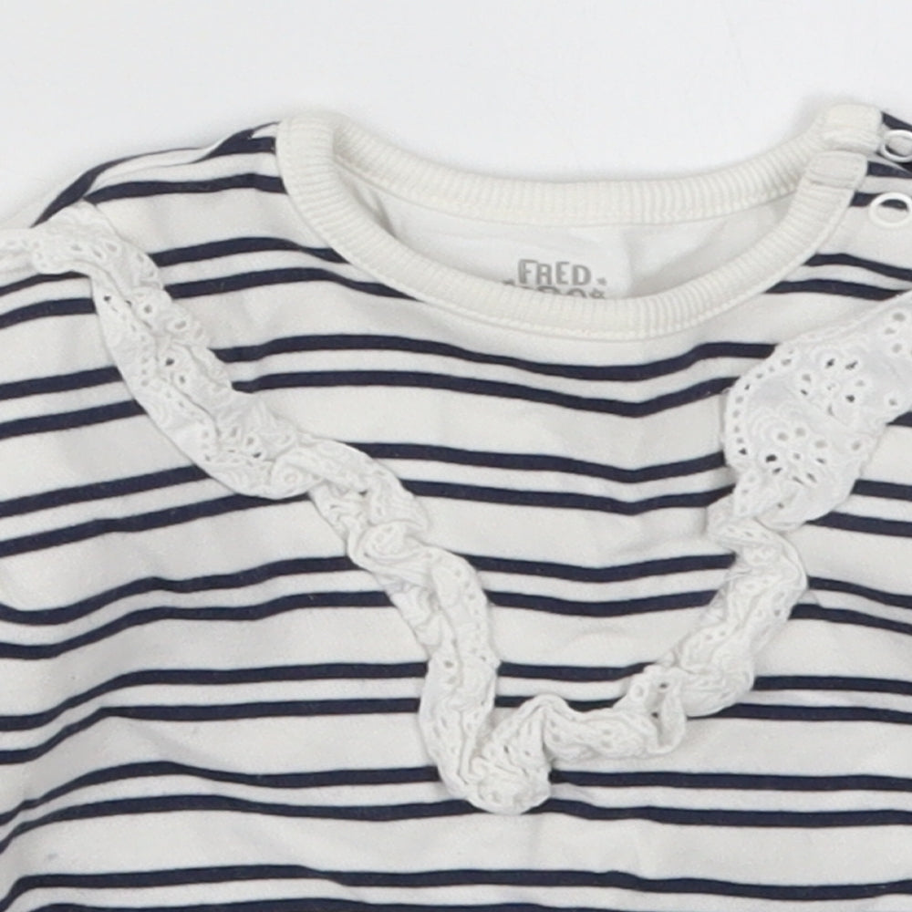 F&F Girls White Striped Cotton Pullover Sweatshirt Size 3-4 Years  Pullover - Navy