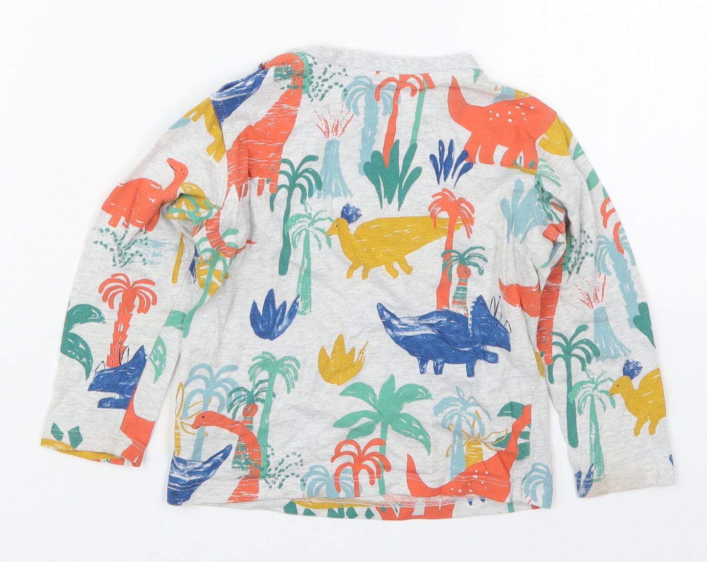 Marks and Spencer Boys Multicoloured  Cotton Basic T-Shirt Size 18-24 Months Crew Neck Pullover - Dinosaurs