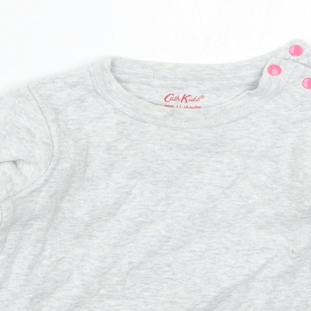 Cath Kidston Girls Grey  Cotton Basic T-Shirt Size 12-18 Months Crew Neck Pullover - Rabbits