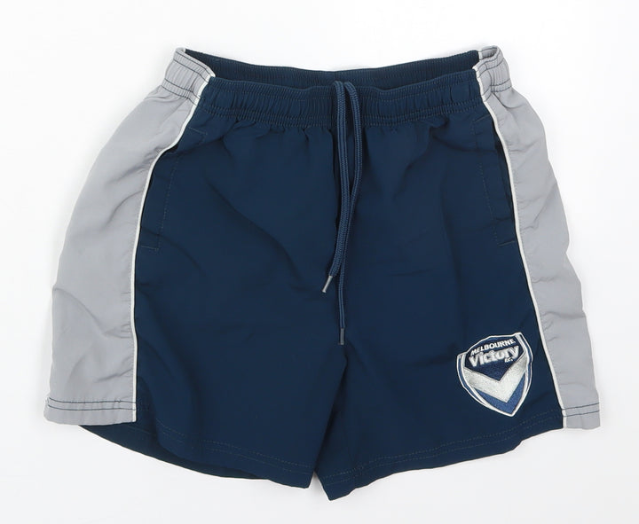 A-League Boys Blue Polyester Utility Shorts Size 10 Years Regular Drawstring - Melbourne Victory FC