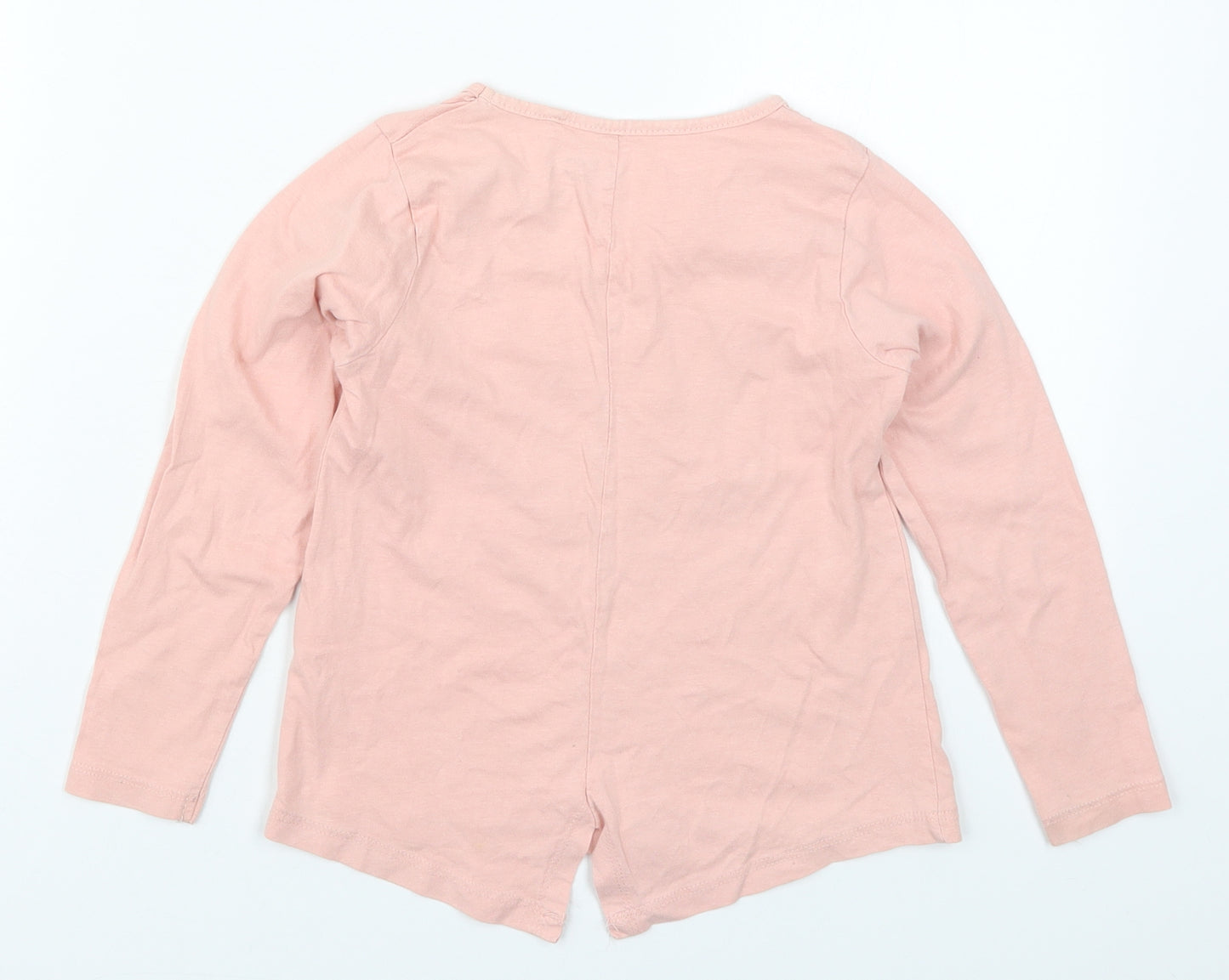 Cherokee Girls Pink  Cotton Basic T-Shirt Size 4-5 Years Round Neck Pullover - Butterfly