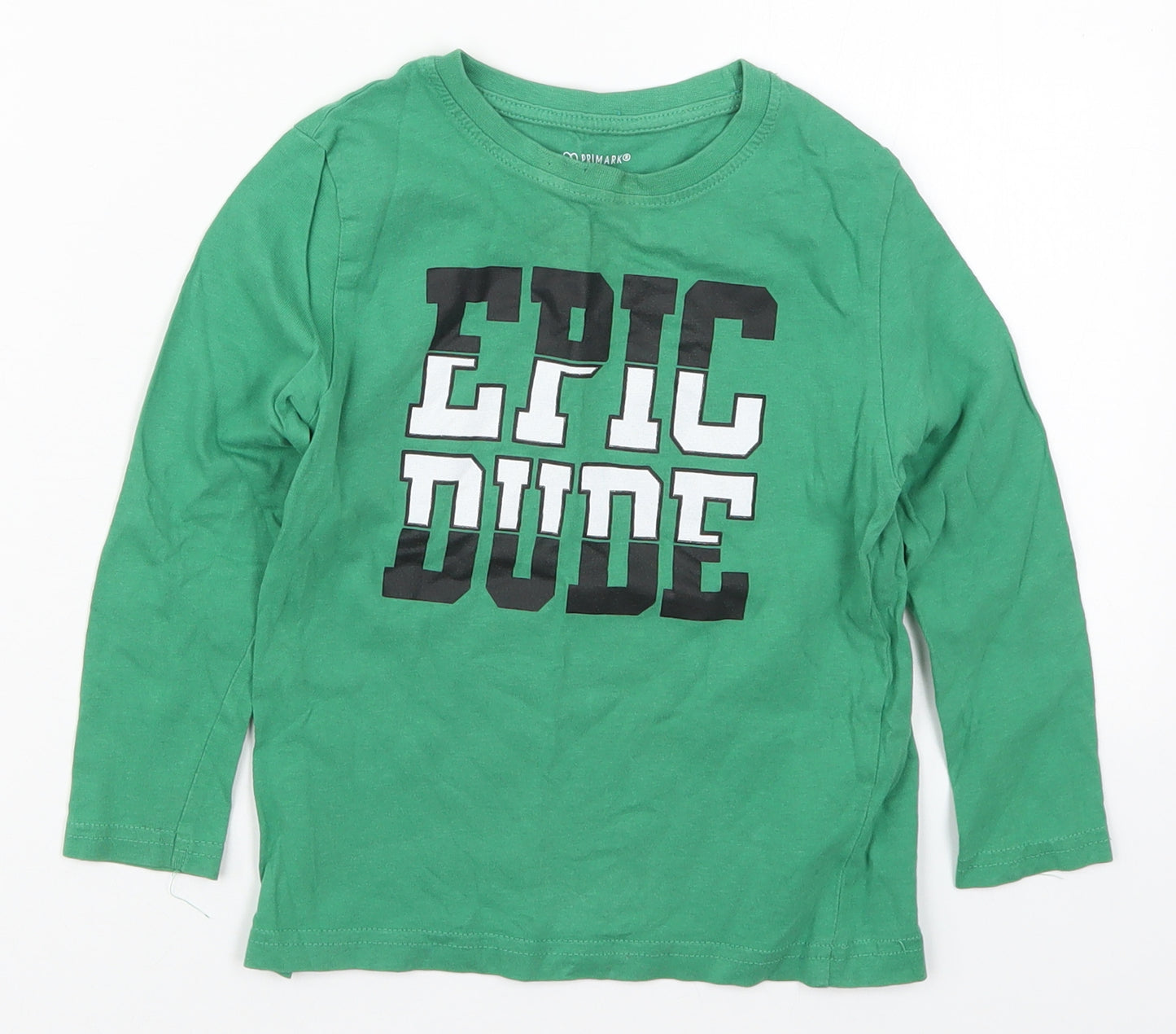 Primark Boys Green  Cotton Basic T-Shirt Size 4-5 Years Crew Neck Pullover - Epic Dude