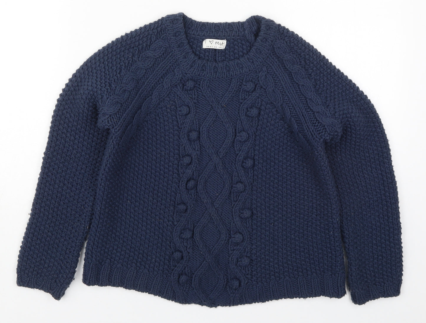 NEXT Girls Blue Round Neck  Acrylic Pullover Jumper Size 9-10 Years  Pullover