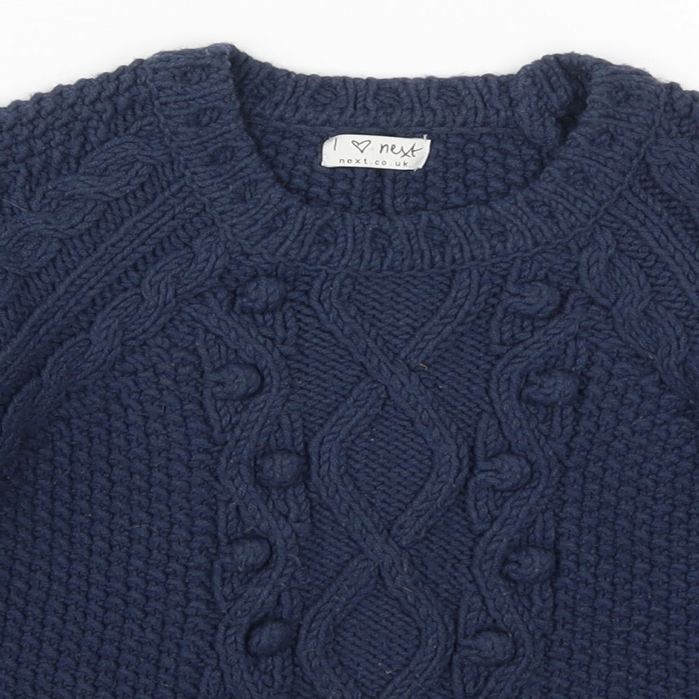 NEXT Girls Blue Round Neck  Acrylic Pullover Jumper Size 9-10 Years  Pullover