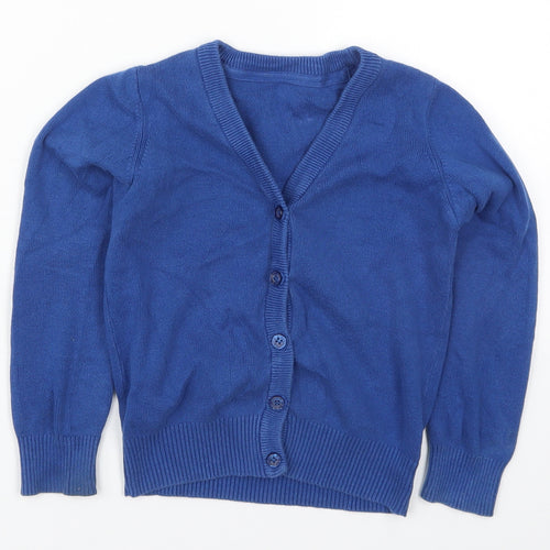 Nutmeg Girls Blue V-Neck  Cotton Cardigan Jumper Size 5-6 Years  Button