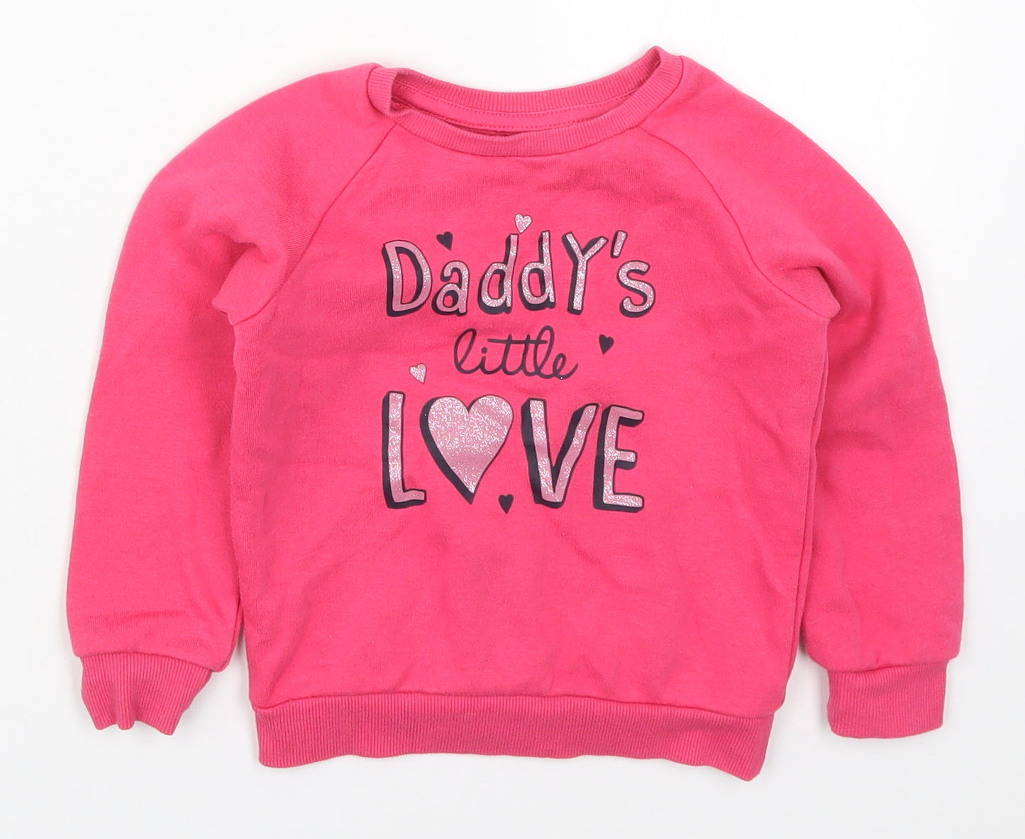Primark Girls Pink  Cotton Pullover Sweatshirt Size 2-3 Years  Pullover - Daddy's Little Love