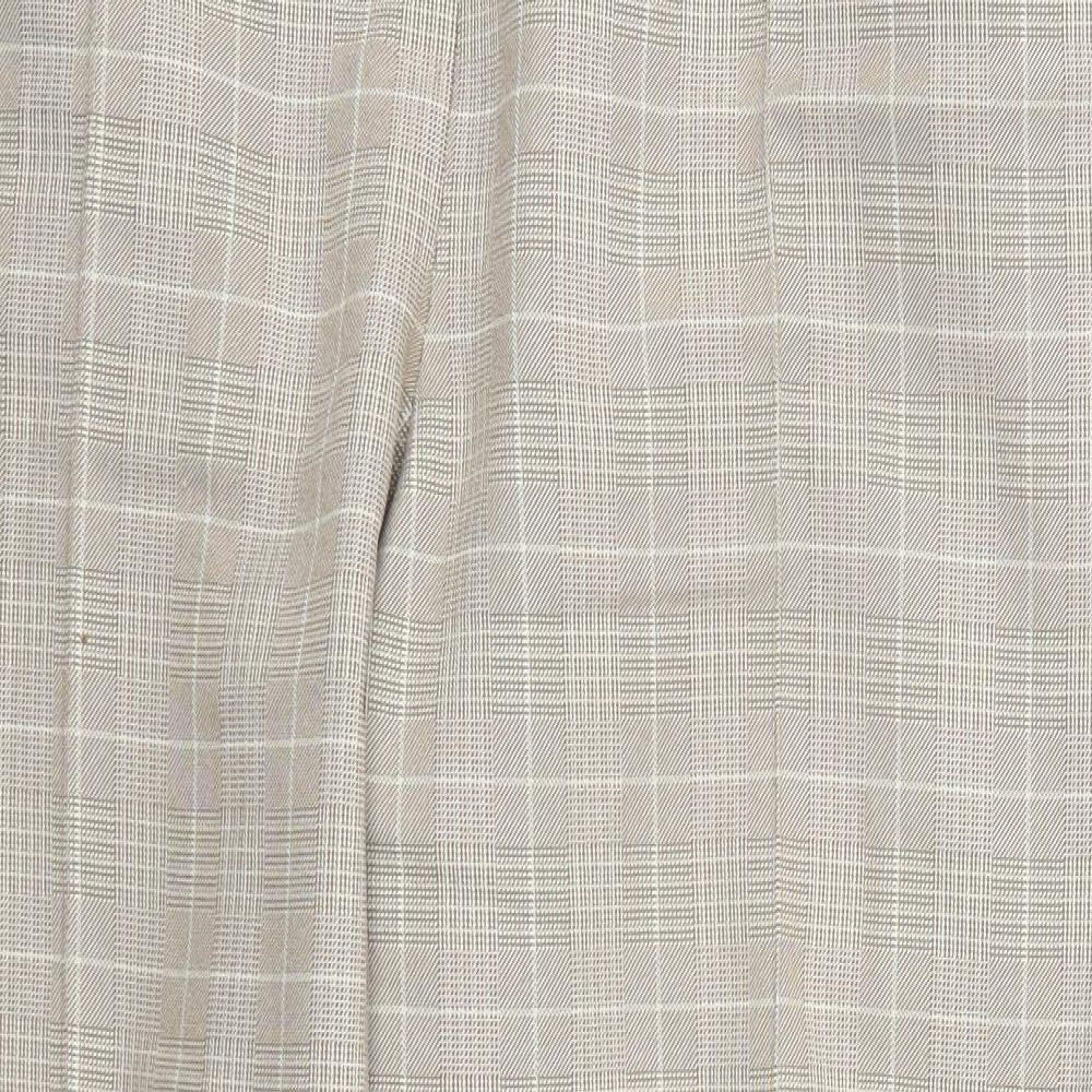 Marks and Spencer Womens Beige Check Polyester Trousers  Size 18 L26 in Regular