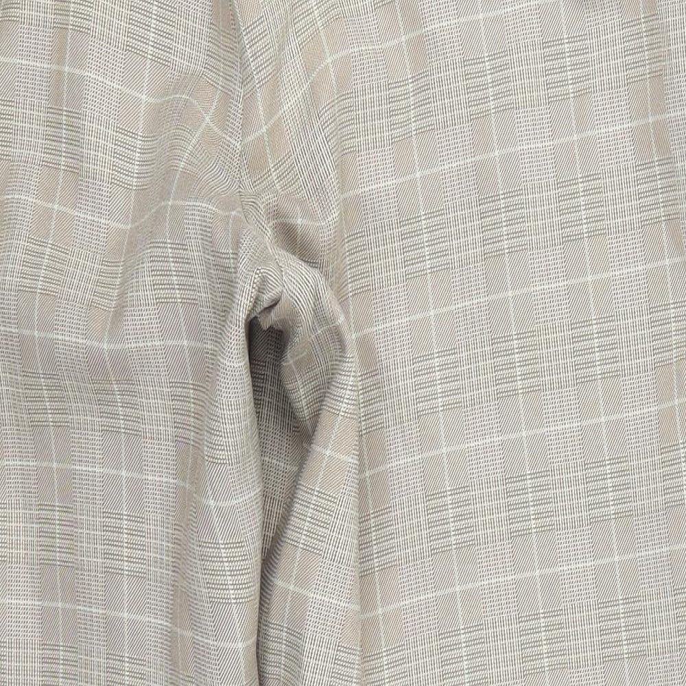 Marks and Spencer Womens Beige Check Polyester Trousers  Size 18 L26 in Regular