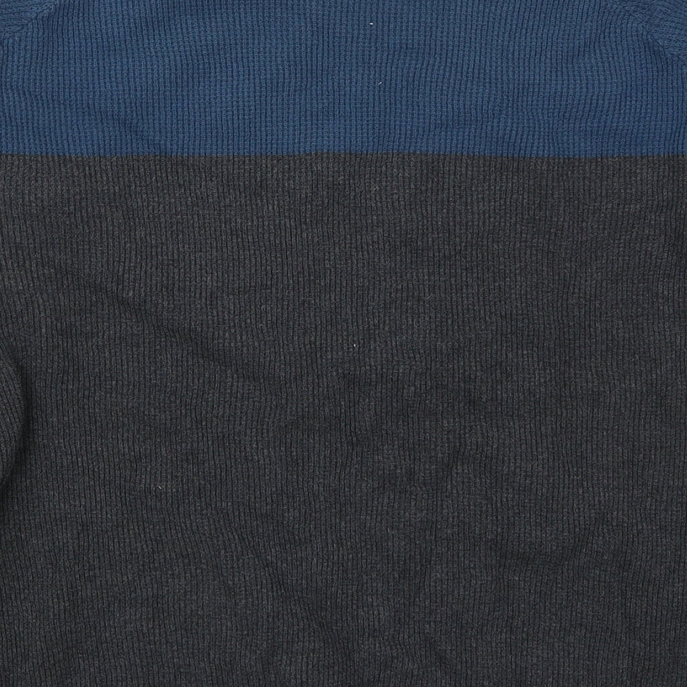 George Mens Blue Round Neck  Cotton Pullover Jumper Size XL   - Grey Colourblock