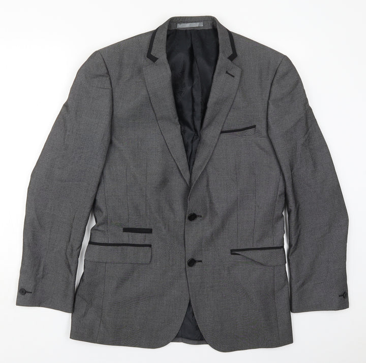 Red Herring Mens Grey  Polyester Jacket Suit Jacket Size 38