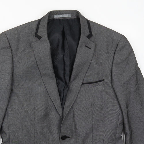 Red Herring Mens Grey  Polyester Jacket Suit Jacket Size 38