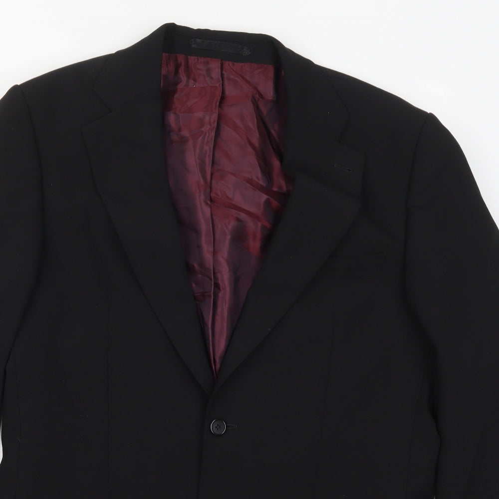 Tom English Mens Black  Polyester Jacket Suit Jacket Size 40